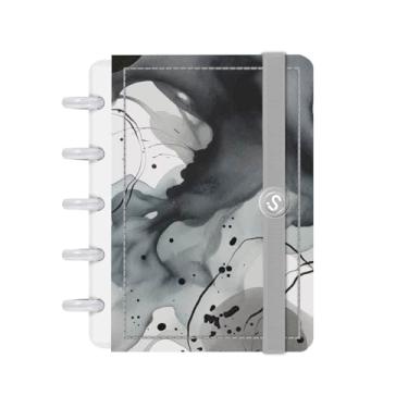 Imagem de Caderno De Disco Iscool Mini Lírico Abstrato Aquarela Preto e Cinza