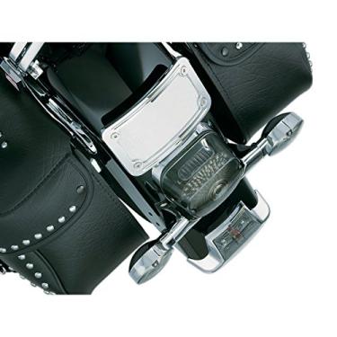 Imagem de Kuryakyn 9171 Acessório de motocicleta: Suporte de placa de licença com configuração curva com moldura para motocicletas Harley-Davidson, Honda e aplicações personalizadas, cromado