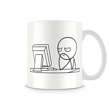 Imagem de Caneca meme pensativo no computador 330 ml