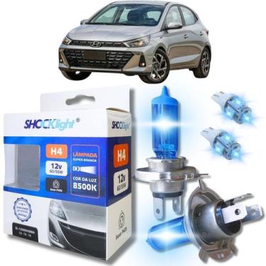 Imagem de Kit par lâmpadas super branca conector h4 8500k shocklight + par leds 