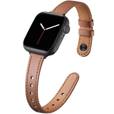 Imagem de IMIVIO Pulseiras femininas de couro genuíno de grão superior para Apple Watch Ultra, SE de 40 mm, 44 mm, 45 mm, 41 mm, 38 mm, 42 mm, 46 mm e 49 mm para Apple Watch Ultra SE séries 10/9/8/7/6/5/4/3