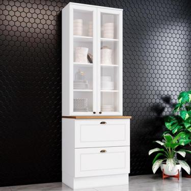 Imagem de Cristaleira Americana 2 Portas 2 Gavetas 100% Mdf Branco/Nature - Henn