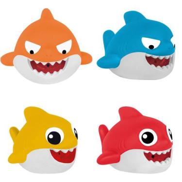 Imagem de Brinquedo De Banho Infantil Tubarão De Brinquedo 4 Peças Em Vinil Maci