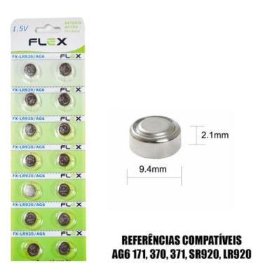Imagem de Bateria Alcalina Pilha 1,5V LR920 AG6 371 370 171 SR920 LR920 - FLEX