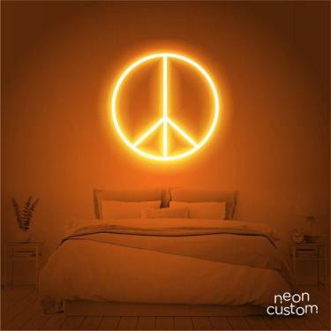 Imagem de luminaria letreiro Neon Led Paz 60x60 luminoso decoração p/ selfie - N