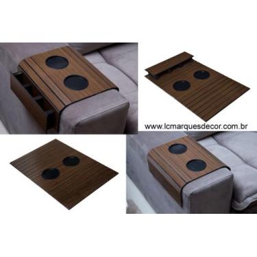 Imagem de Kit Bandeja Esteira Braço de Sofá 1 Porta Copo + 1 Porta Controle - Me