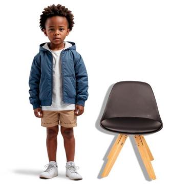 Imagem de Cadeira Infantil Preta Base Madeira 02 Unidades Kids - Cadeira Infanti