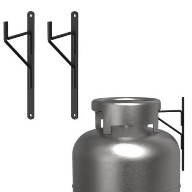 Imagem de Kit 2 Suporte Suspenso Para Botijão De Gás Externo Preto - Fassin Shop