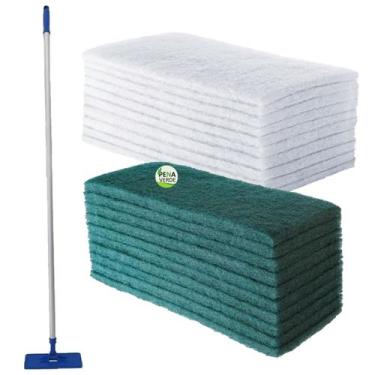 Imagem de Suporte Lt Limpa Tudo Azulejo Piso 10 Fibras Brancas Para Vidro + 10 F