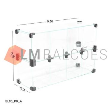 Imagem de Baleiro Expositor Preto de Vidro - 0,50 x 0,30 x 0,15m - LM Balcoes