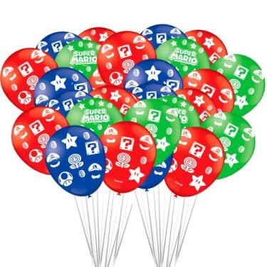 Imagem de 25 Bexigas balão n9 Decoração Super Mario festa Aniversário - Festcolo