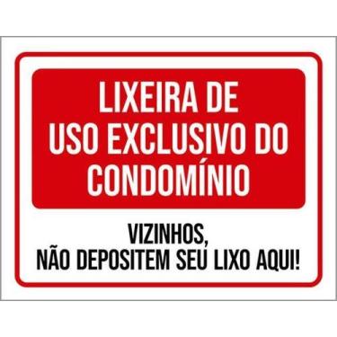 Imagem de Kit 3 Placas Lixeira Condomínio Vizinhos Não Depositem Lixo - Sinalizo
