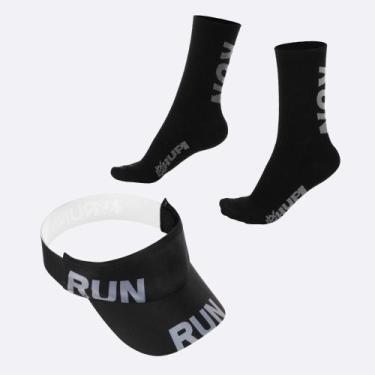 Imagem de Kit Corrida HUPI Viseira e Meia Run Preto, Preto