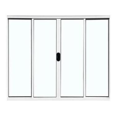 Imagem de vitro 4 folha 100x200 S/Grade Branco Linha Modular - Jr esquadrias pre