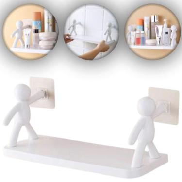 Imagem de 2 Prateleiras Boneco Banheiro Cozinha Sem Furo Shampoo Buddy Plastico 