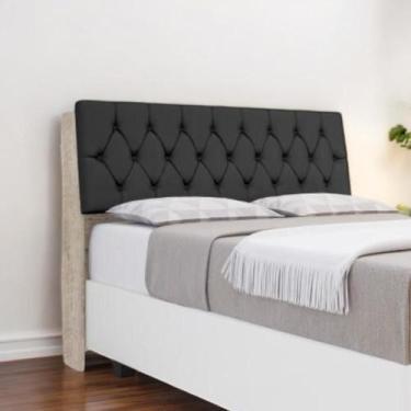 Imagem de Cabeceira Estofada Ísis Queen Amarula com Capitonê Preto - Framar