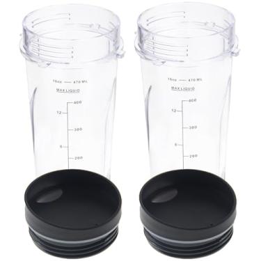 Imagem de Copos de substituição de 473 ml para Ninja QB3001SS BL660 BL770 Liquidificador pessoal compacto, copos Ninja de 473 ml, compatível com Ninja BL780 BL810 BL820 BL830 QB3000 QB3000QBK QB3004, com tampas