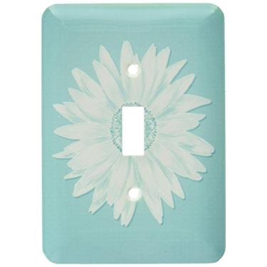 Imagem de 3dRose lsp_112095_1 Uma margarida branca simples bonita em um interruptor de botão único de fundo turquesa, multicolorido