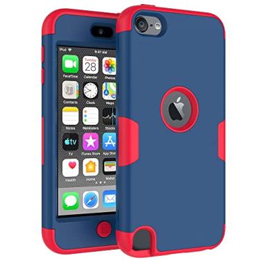 Imagem de Callyue Capa para iPod Touch - PC 2 em 1 e capa de silicone para iPod Touch 5/6/7 - Azul marinho e vermelho
