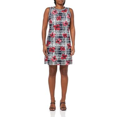 Imagem de Tommy Hilfiger Vestido esportivo feminino de renda sem mangas com estampa floral, Capitão do céu/escarlate/marfim, 50