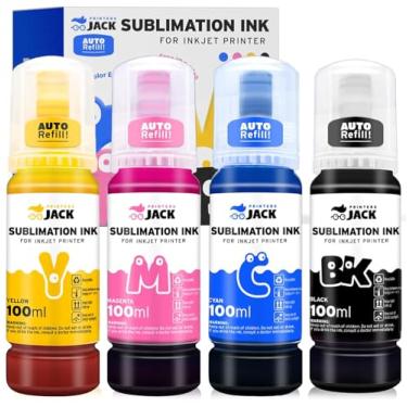 Imagem de Printers Jack Recarga automática de tinta de sublimação de 4 x 100 ml para impressoras Epson EcoTank Supertank ET-2720 ET-4700 ET-2760 ET-3760 ET-4760 ET-2700 ET-2750 ET-4750 L3110 L3150 /Versão atualizada/ICC grátis Impressão C
