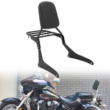 Imagem de Passenger Sissy Bar com bagageiro encosto para Yamaha V Star 1300 XVS1300 XVS1300A XVS950 Midnight 2007-2015, preto