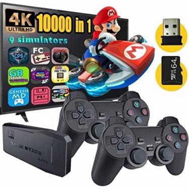 Imagem de Kit 2 USB Controle Joystick Sem Fio, GENAI 4K Controlador Sem Fio, 2.4G Gamepad Sem Fio, Consoles de Vídeo Game, 32GB-3.500 Jogos Retro Clássicos Compatível PC Windows /PS1/TV/Projetor