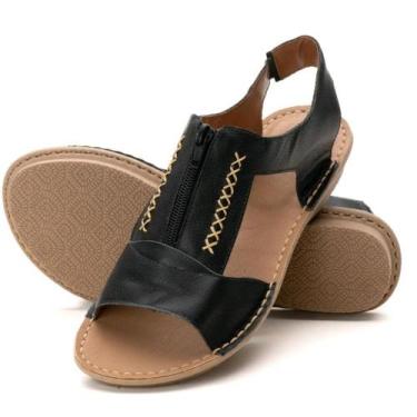 Imagem de Sandália Rasteirinha Feminina Em Couro Rasteira Confortável - DANDY, P