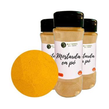Imagem de Mostarda Em Pó Qualidade Premium Kit 3 Pote com Dosador 50g  - Natural