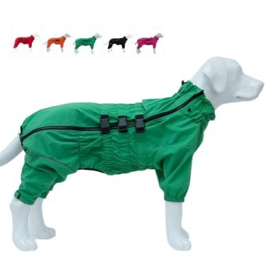 Imagem de Jaqueta impermeável para cães, leve, impermeável, refletiva, segurança para cães, à prova de vento, à prova de neve, colete para cães pequenos, médios e grandes, verde M