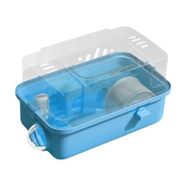 Imagem de Baoblaze Gaiola para hamster Habitat para hamster Transparente Grande Ventilação Casa Gaiola para pequenos animais para ouriços Ratos Porquinhos da Índia Ratos, Azul