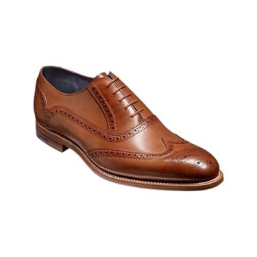 Imagem de BARKER Sapato social masculino Valiant Brogue Oxford feito à mão - Elegância atemporal e artesanato superior - Roupa formal e de negócios, Marrom pintado à mão, 42
