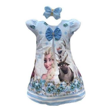 Imagem de Vestido Trapézio Temático Frozen - PEQUENOS ENCANTOS BABY, Azul, P