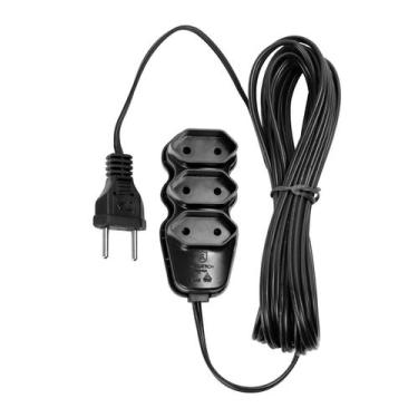 Imagem de Extensão Elétrica 3 Tomadas Pl 2X0,75 5M Preta - Vinik