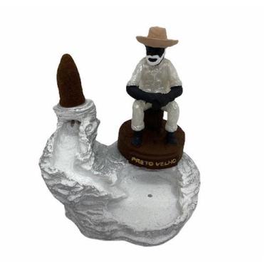 Imagem de Incensário cascata Preto Velho 12 cm resina - Lua Mística - 100% Origi