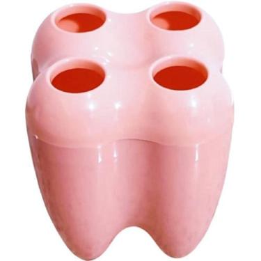 Imagem de Porta Escova P/ Meninas Modelo Dentinho Fofo Rosa Dentinho - Isanog