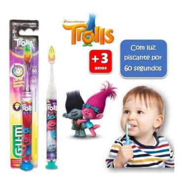 Imagem de Escova Infantil Trolls C/ Luz Pisca 60 Segundos Gum