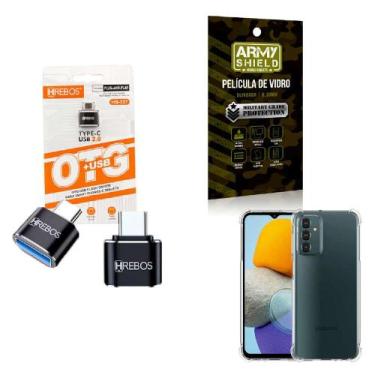 Imagem de Kit Adaptador USB para Tipo C + Capinha Samsung M23 + Película 3D - HR
