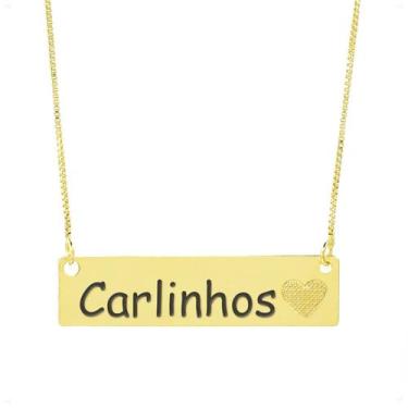 Imagem de Colar Chapinha Coração Gravação Personalizada Nome Carlinhos Banhado O