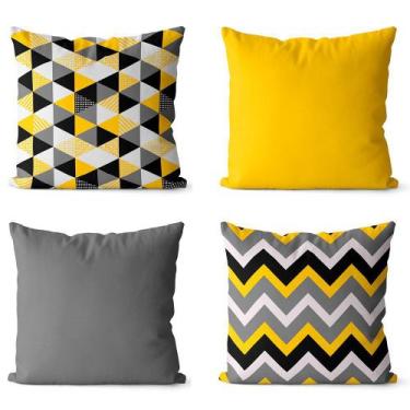 Imagem de Kit 4 Capas Para Almofadas Amarelo Com Cinza 40x40 - kombigode