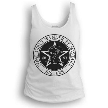 Imagem de Camiseta regata feminina Dasantigas malha 100% algodão estampa Sisters