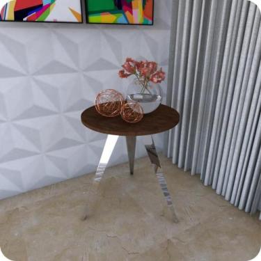 Imagem de Mesinha Lateral De Canto Para Sala e Quarto Redonda C.M - MetalCromo