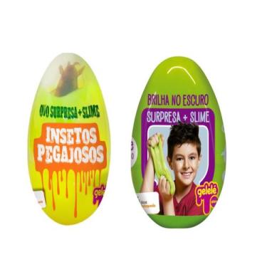 Imagem de Ovo Slime Inseto Pegajoso + Brilha no Escuro c/ Surpresas Kit Gelelé -