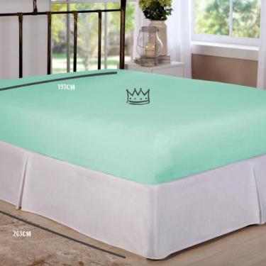 Imagem de Lençol de Elástico Avulso King 1,93m x 2,03m Verde Arrumadinho Enxovai