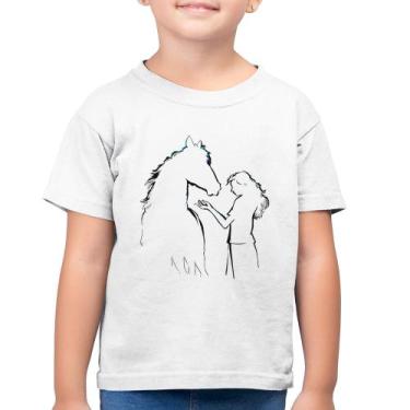 Imagem de Camiseta Algodão Infantil Cavalo e Garota Silhueta - Foca na Moda, Bra
