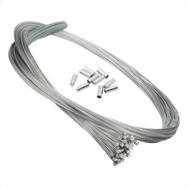 Imagem de Kit com 10 Cabos de Aço para Freio de Bicicleta 3m Cromados e 10 Termi