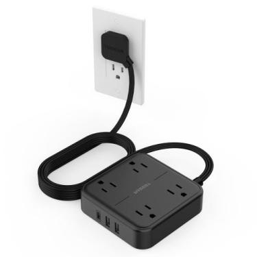 Imagem de Cabo de extensão TESSAN 3m com 4 tomadas, 3 carregadores de parede USB
