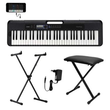 Imagem de Kit Teclado Musical CASIOTONE CT-S300 Preto APP Chordana Play + Suport