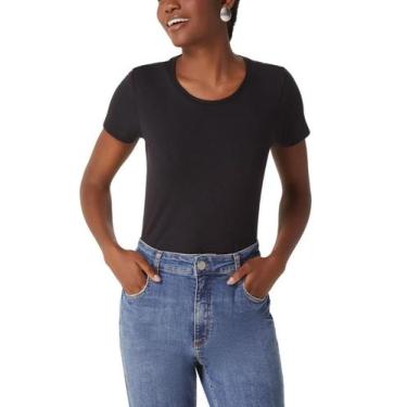 Imagem de Blusa Manga Curta Hering 0241 Feminina Básica Algodão T. P/EXG, EXG, N