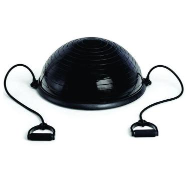 Imagem de Meia Bola Bosu Ball Suíça Com Bomba Alças Pilates Step Preto